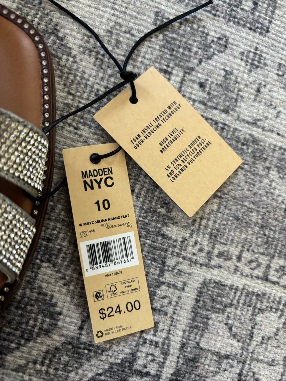 Madden NYC Women's Silver Rhinestone Braided Slide Sandals - Picture 5 of 5